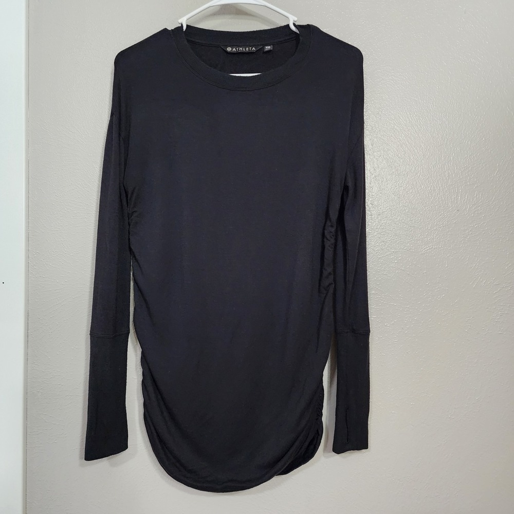 Athleta Women's Pullover Black Long Sleeve‎ Size  XXS Minimalist